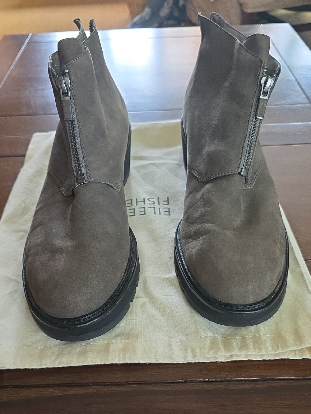 Eileen Fisher suede wedge booties